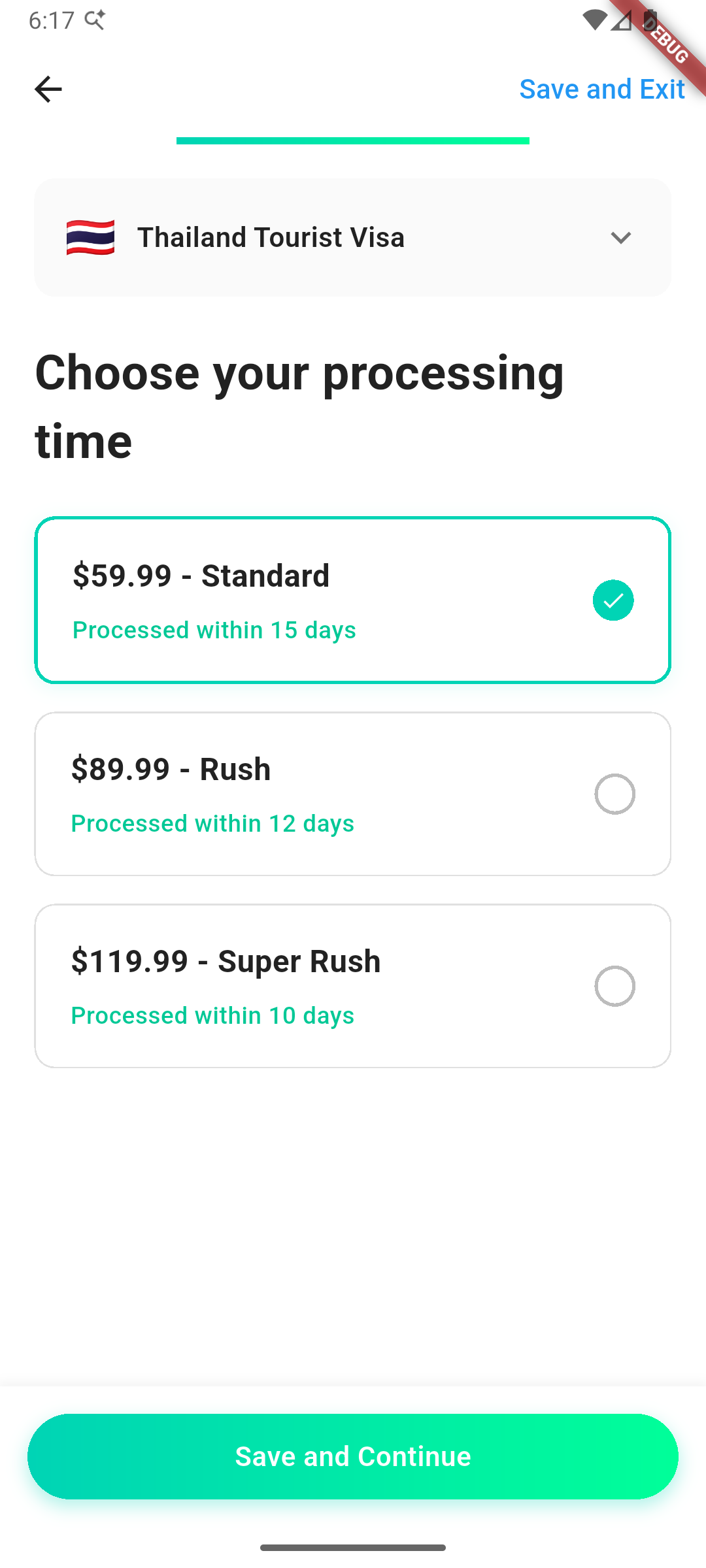 Multiple processing time options with pricing