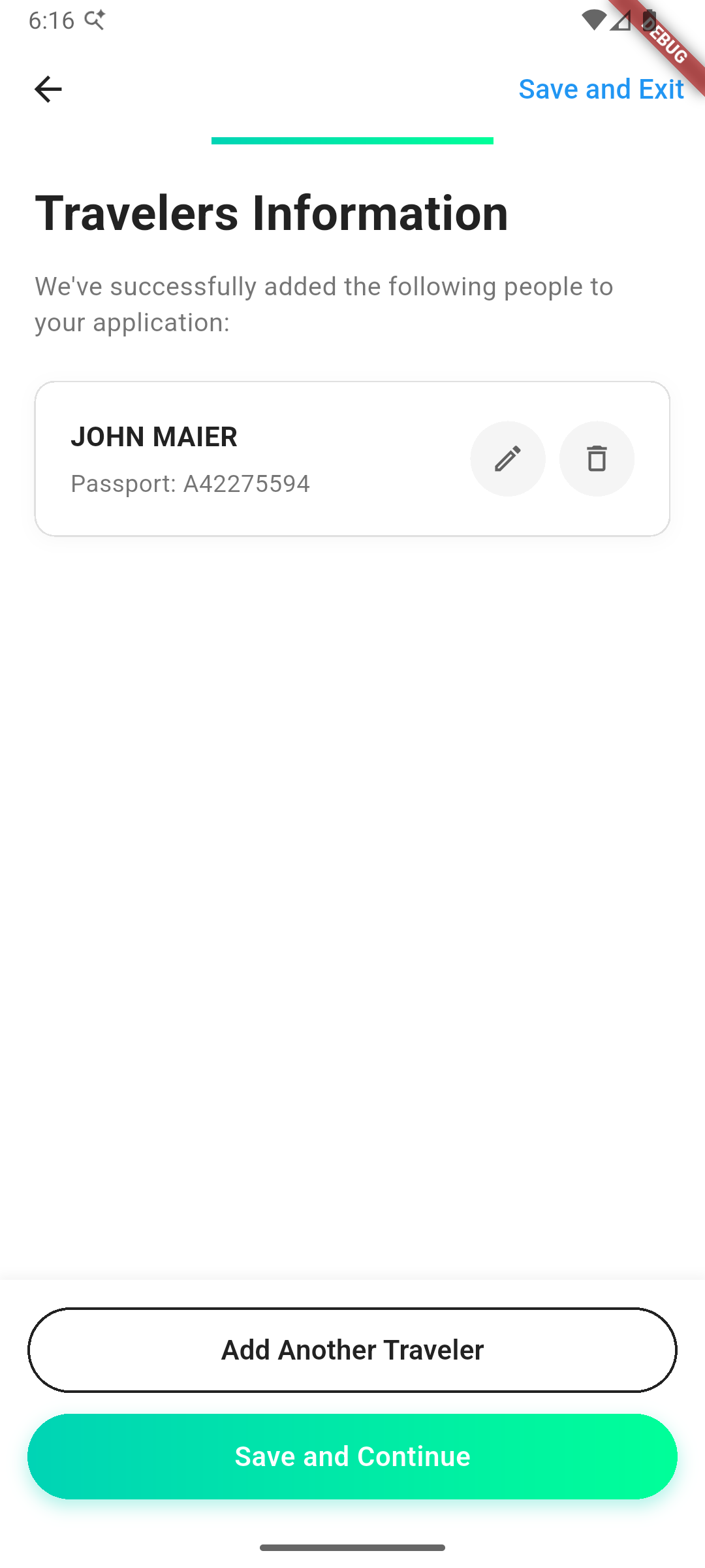 Multiple travelers management interface